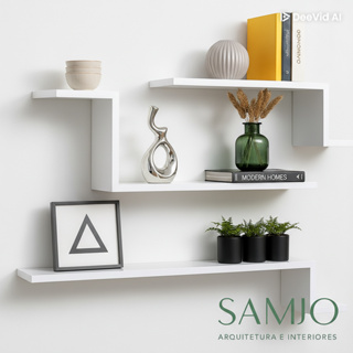 Kit de Prateleiras Z, de Parede MDF Branco Quarto, Sala e Banheiro em Oferta na Shopee