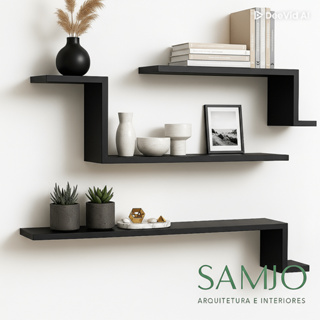 Kit 3 Prateleiras Z de Parede | MDF 15mm | Elegância e Organização para Seu Espaço em Oferta na Shopee