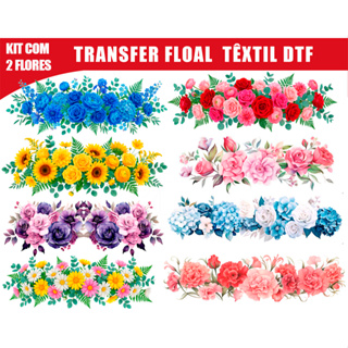 Aplique DTF Floral Transfer para Tecido 2 Estampa de Flores Pronta para Aplicar em Toalhas Camisetas com Ferro de passar em Oferta na Shopee