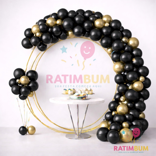 Kit 75 Balões Preto Liso e Dourado Cromado Balão Liso e Metalizado Artigo de Festa Aniversário em Oferta na Shopee
