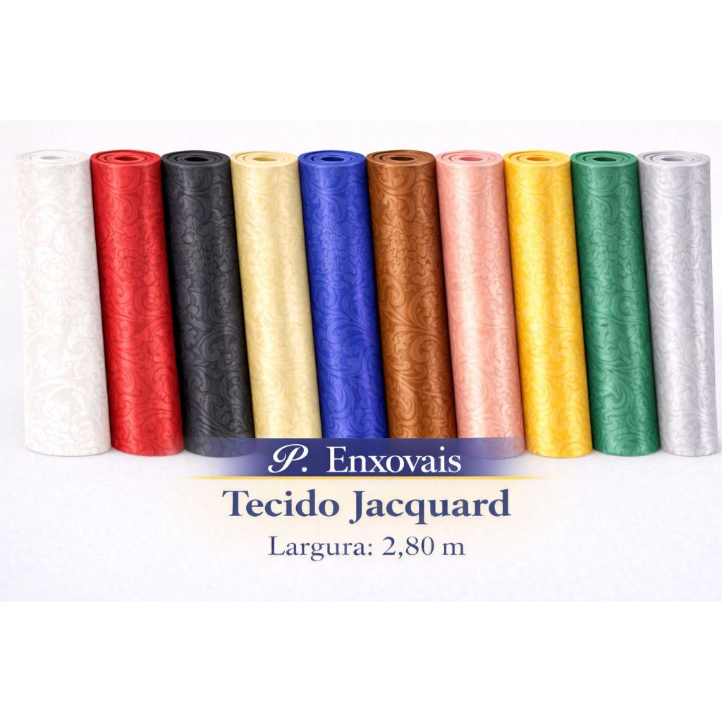 Tecido Jacquard Floral Adamasco para Cortinas Toalhas e Decoração de Festa por Metro 2,80 de Largura