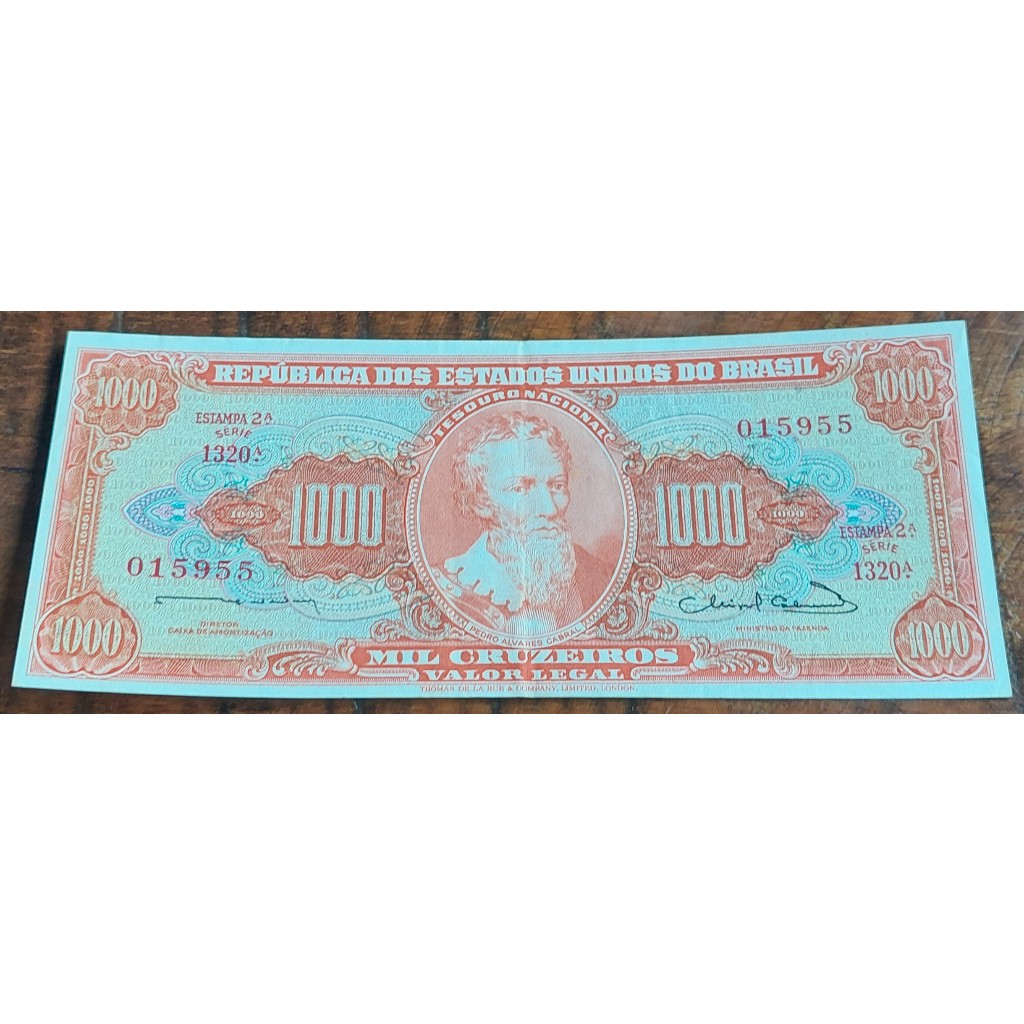 Cédula antiga de 1000 Cruzeiros 2 Estampa ano Ano 1963 Série 1320 C106
