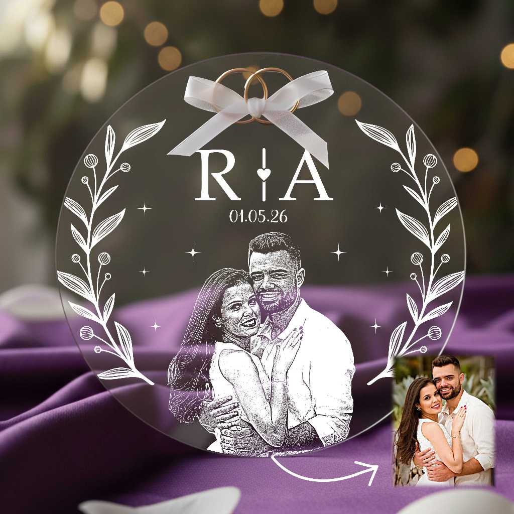 Porta Aliança Casamento Casal Foto Acrílico Personalizado, Decoração, Casal, Noivos, Bastidor, Especial, Minimalista