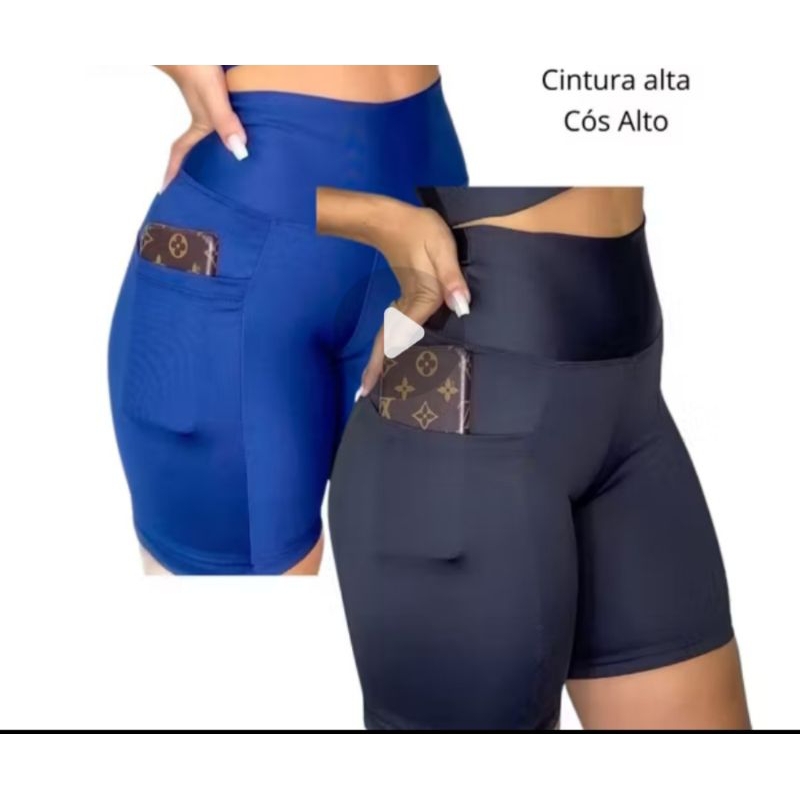 Shorts academia /caminhada com bolso lateral zero transparência com elastano