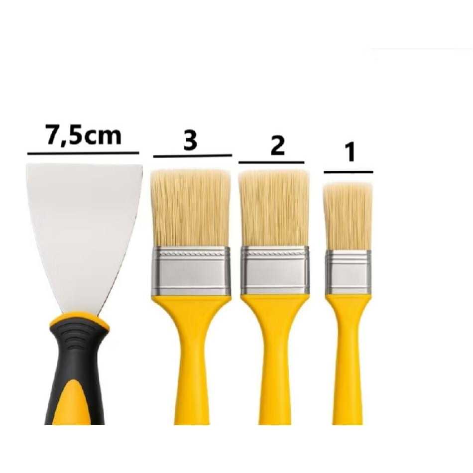 Kit Pintura Profissional 4 Peças - 3 Pincéis + Espátula de Aço - Oferta Especial 4 em 1. em Oferta na Shopee