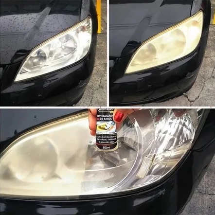 Revitalizador de Farol Automotivo – Remove Amarelado, Restaura Transparência – Limpa Sem Lixar