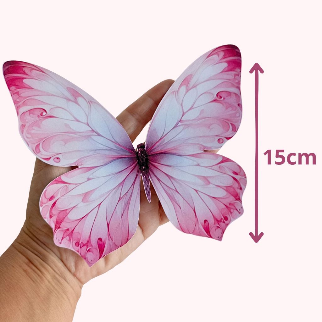 ENVIO IMEDIATO | 12 Borboletas de papel Aquareladas Rosa, Lilás e Azul | 15cm | Decoração de Festa, Balões e Painéis em Oferta na Shopee