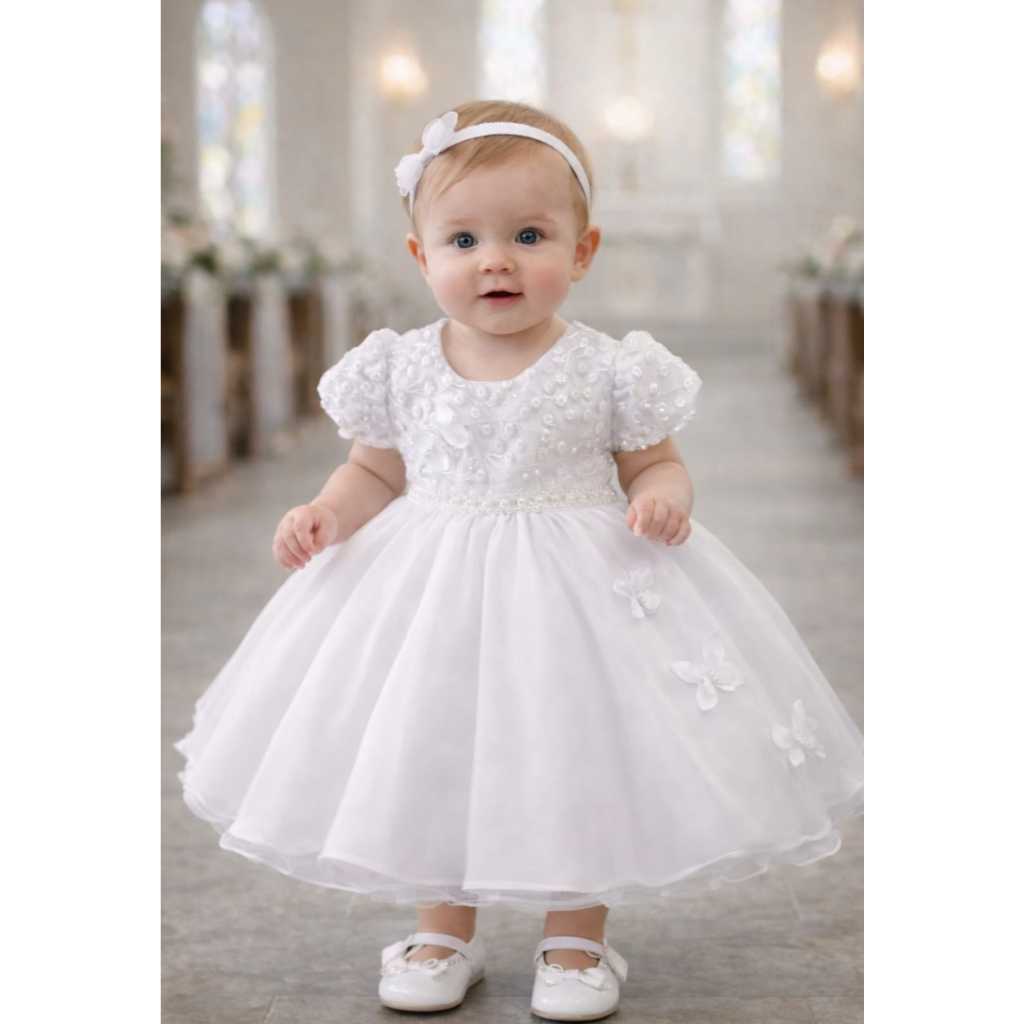 Vestido infantil menina batizado festa daminha aniversario - 1015 em Oferta na Shopee