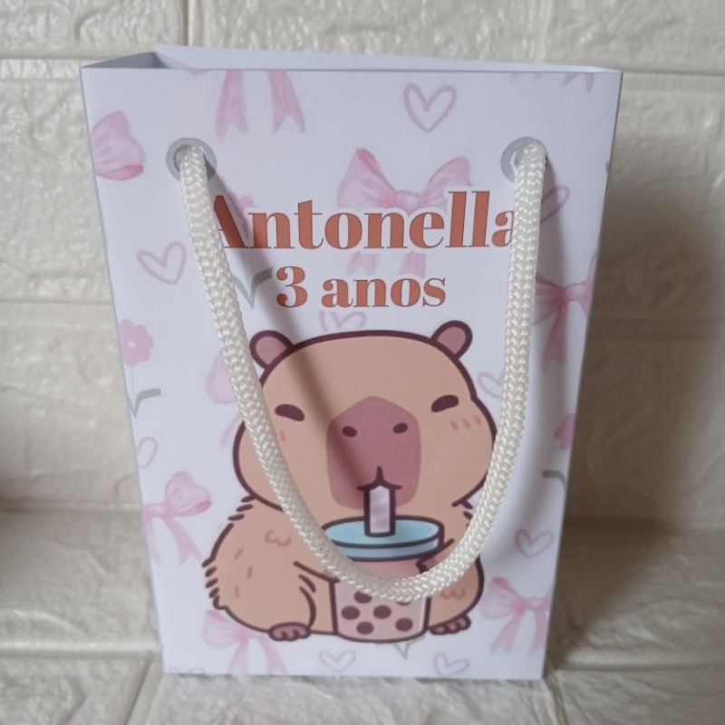 Sacolinha P Capivara Personalizados/Lembrancinhas de Festa/ Aniversário