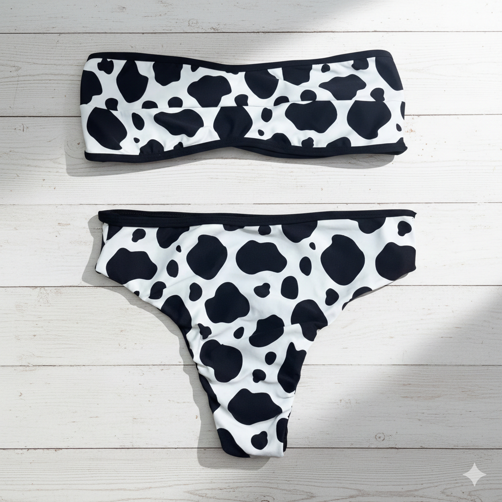 Biquíni Vaquinha Top Faixa Hot Pant biquini estampado Cintura Alta Moda Verão 2026