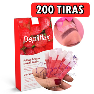 200 Tiras De Cera Pronta Sobrancelhas Buço Morango Depilflax em Oferta na Shopee