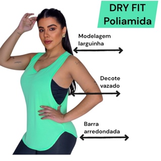 Regata Regatão Feminino Dry Fit 100% Poliamida Para Academia Caminhada Treino } MODELO REGATAO em Oferta na Shopee