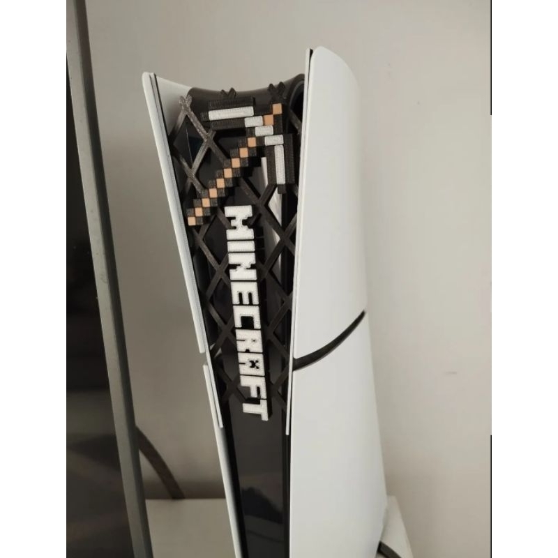 Suporte Frontal PS5 Slim e Fat Minecraft – Impressão 3D Decorativa Gamer