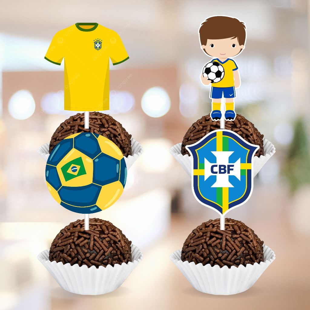 Tags Toppers de Docinhos Brasil Futebol Time Seleção Brasileira Festa Aniversário