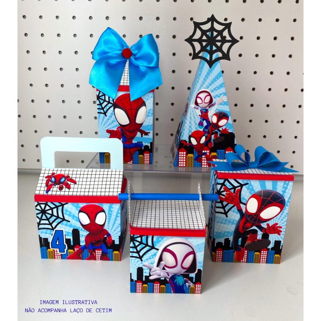 Kit Festa Personalizado Spidey , Caixas Pegue e Monte, Lembrancinha Homem Aranha