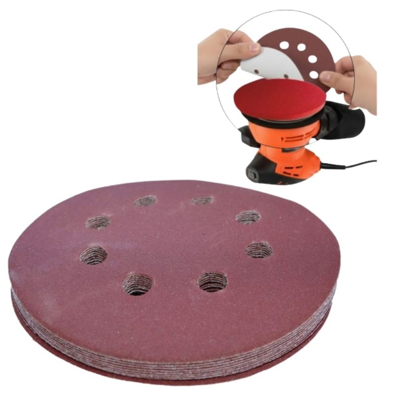 Kit 50 Disco Lixa 8 Furos 125mm 5 Pol Lixadeira Orbital