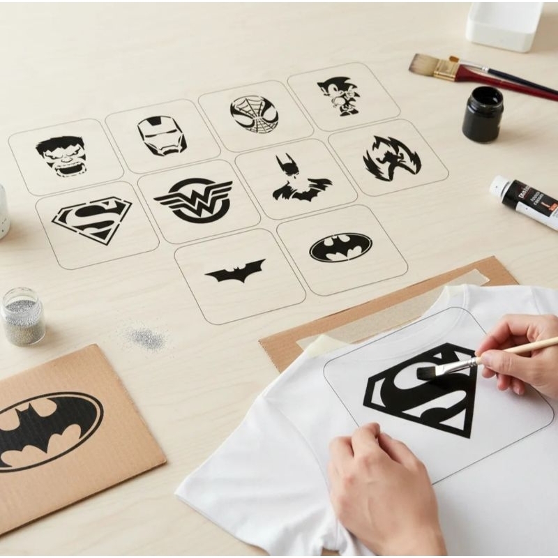 Melhor kit Stencils 20 moldes para pintura corporal e facial Infantill