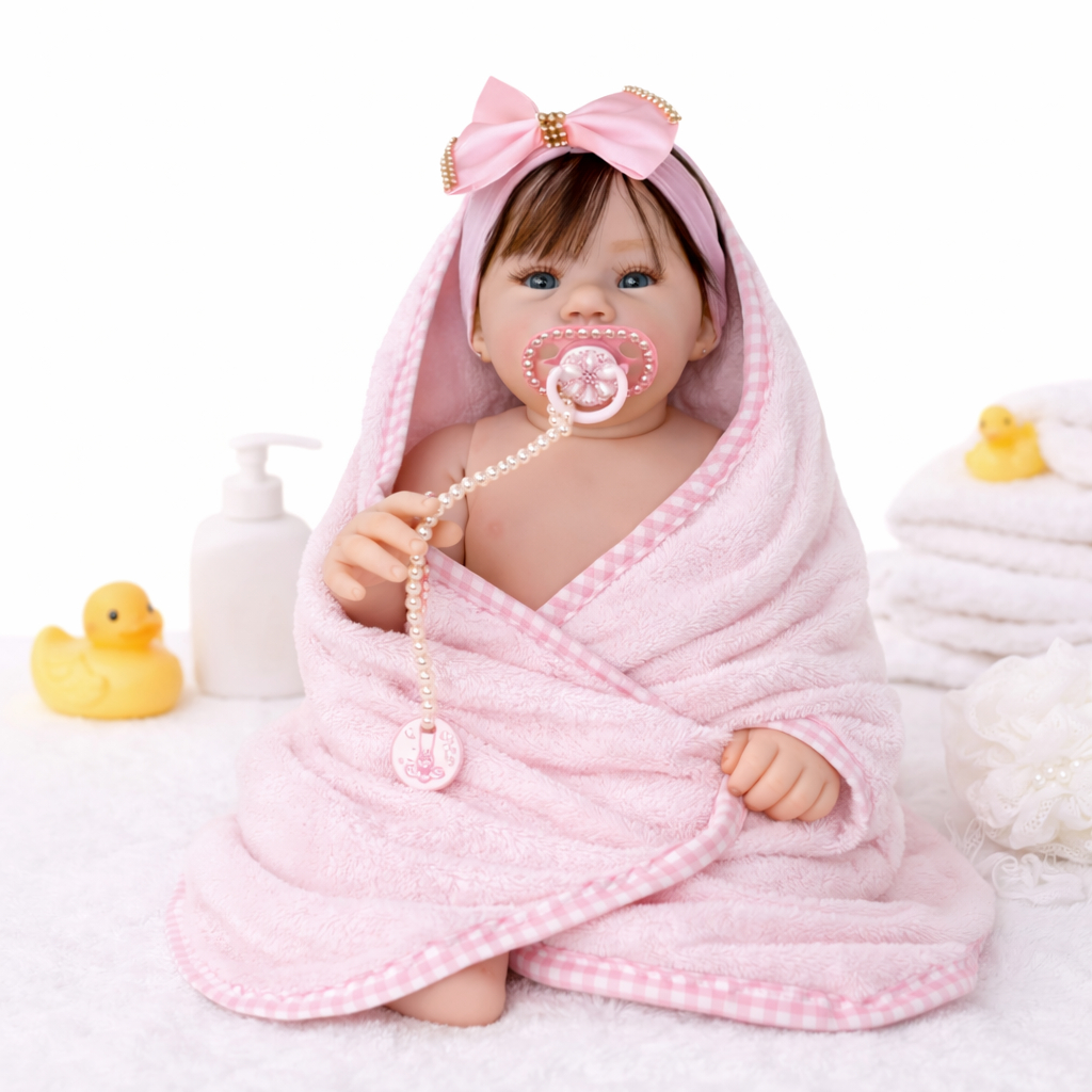 Bebê Reborn Abigail Corpinho para Banho Cabelo Fio a Fio