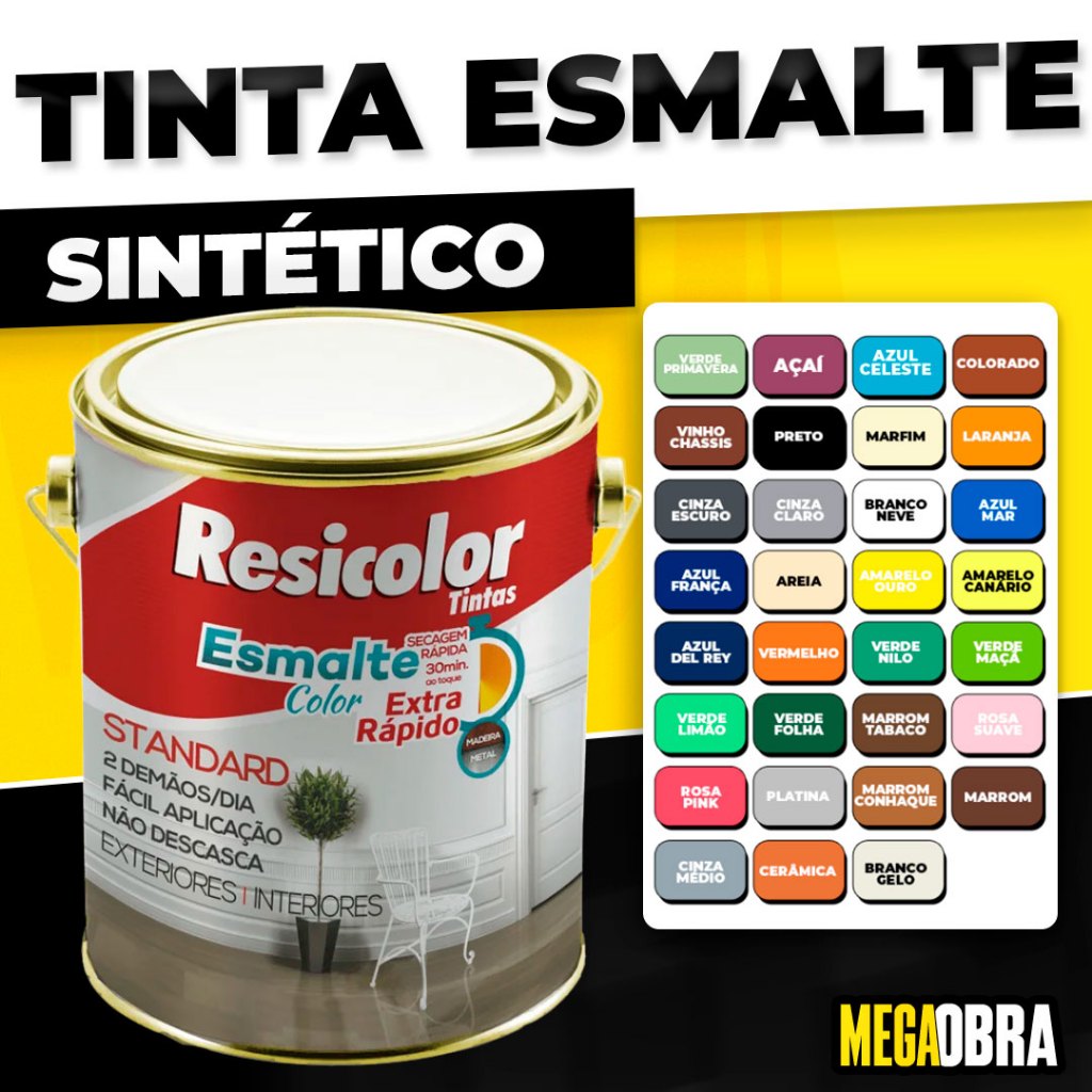 Tinta Esmalte Sintético 900ML 3,6L Cores Diversas Resicolor