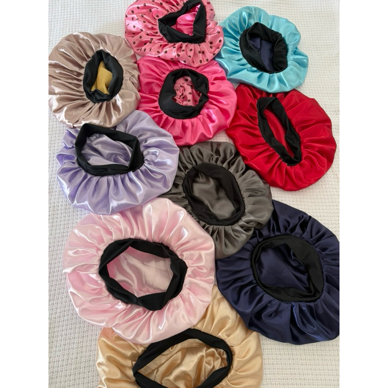 Touca de Cetim diversas cores Dupla Face com Faixa larga | Ideal para Dormir | Não Aperta