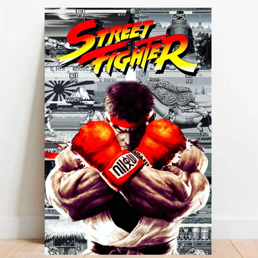 Quadro Placa decorativa Geek Gamer Street Fighter video games Arte Poster A2 011