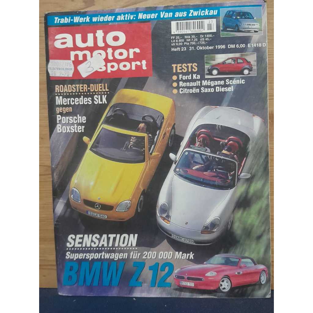 REVISTA AUTO MOTOR UND SPORT — Nº 23 — 31 DE OUTUBRO DE 1996   262 PÁGINAS — ÓTIMO ESTADO — REVISTA ALEMÃ   * “ROADSTER-