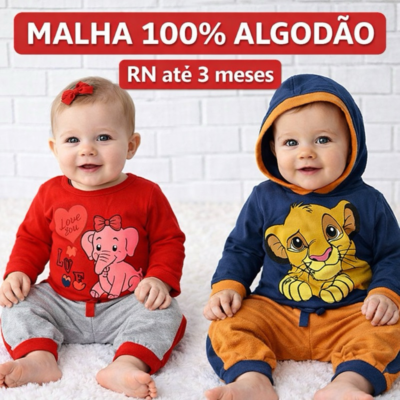 Conjunto baby bebê menino e menina recém-nascido RN até 3 meses manga comprida em Oferta na Shopee