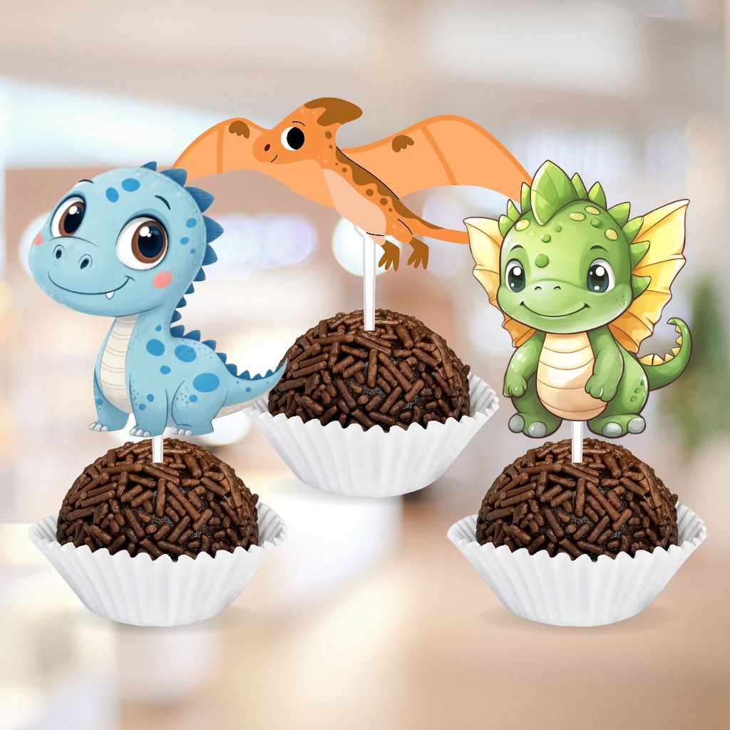 Tags Toppers de Docinhos Dinossauro Baby Festa Aniversário Mesversario