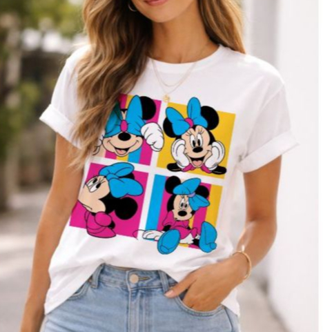 Camiseta blusa feminina e infantil personagens , desenho animado minnie snoop