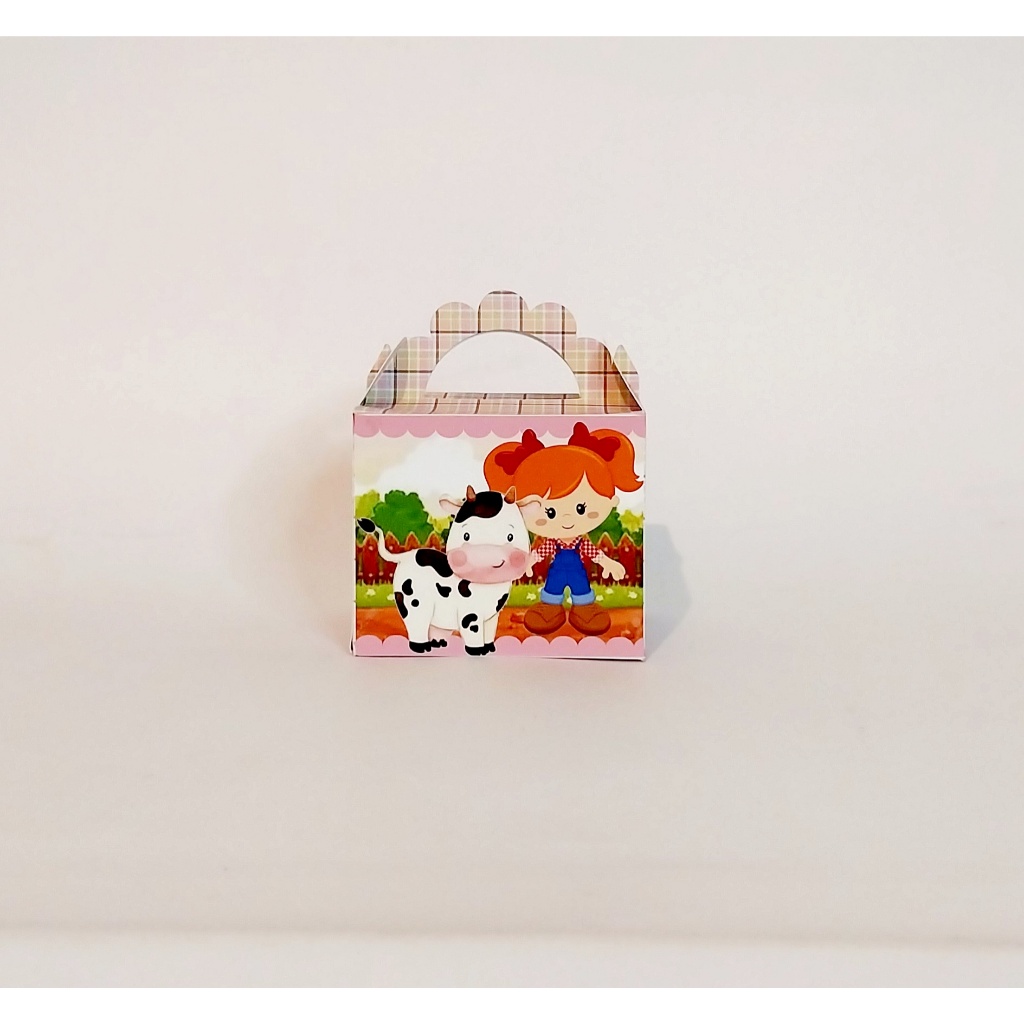 KIT CAIXAS PERSONALIZADAS NO MODELO LANCHINHO FAZENDINHA ROSA/LEMBRANCINHA/ANIVERSÁRIO