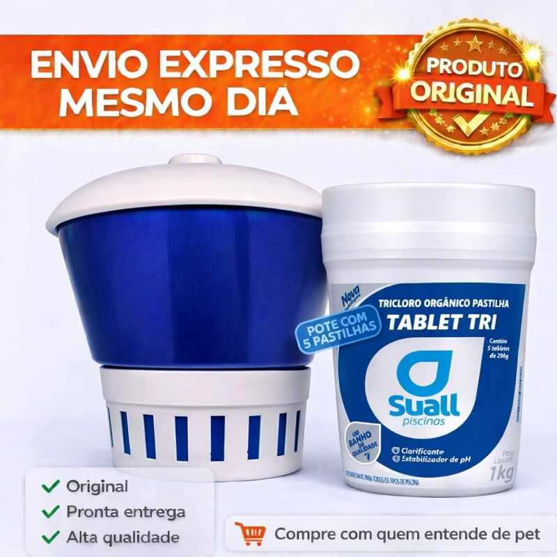 Kit Piscina Completo | Flutuador Margarida + 5 pedras de Cloro em Pastilha (5 Pedras) | Água Limpa e Cristalina