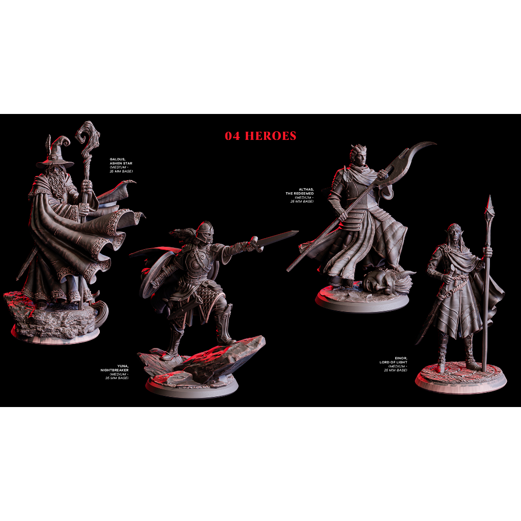 Miniatura RPG Mago, Guerreiro, Paladino Personagens D&D Dungeons and Dragons Gates of Twilight Elite