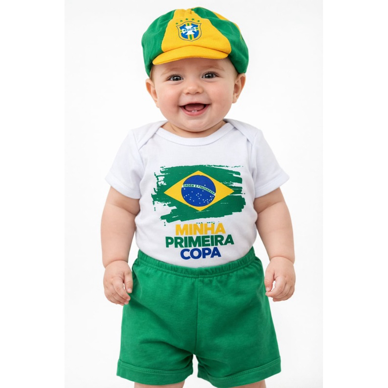 Body bebê copa do mundo minha primeira copa body Brasil body copa Body seleção do Brasil body time Brasileiro copa