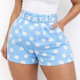 Short Margarida Feminino Elegante Alfaiataria Fivela Encapada