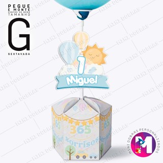 Centro de Mesa 365 SORRISOS AZUL - Caixa Sextavada - Tamanho G - Personalizado (PEGUE E MONTE) em Oferta na Shopee