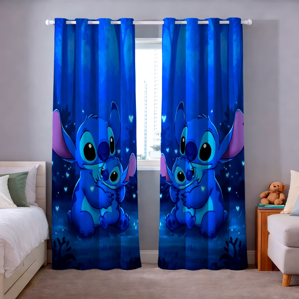 Cortina Stitch 3,00 x 2,20 Quarto Infantil (Decoração, Menina, Menino, Bebê, Janela Inteira) em Oferta na Shopee