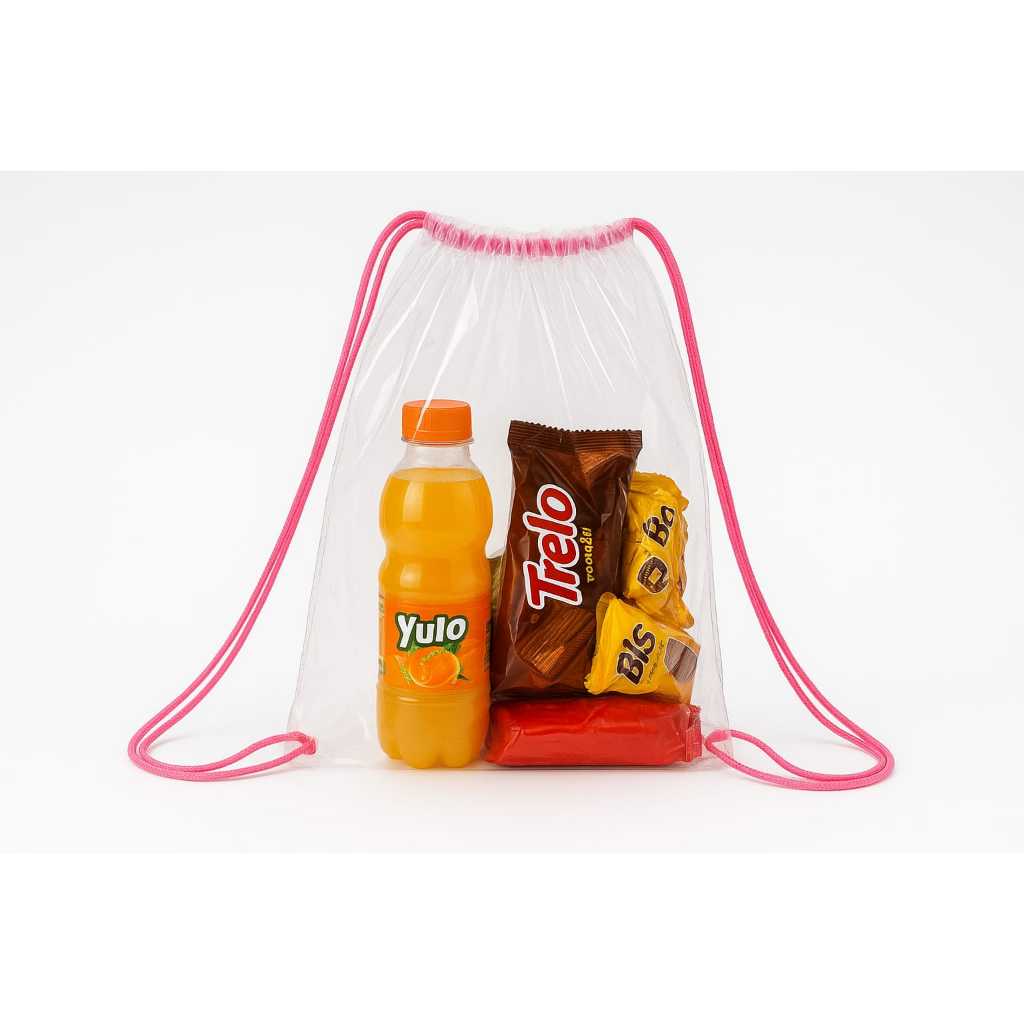 Kit mochila saco transparente saco sacola de plástico