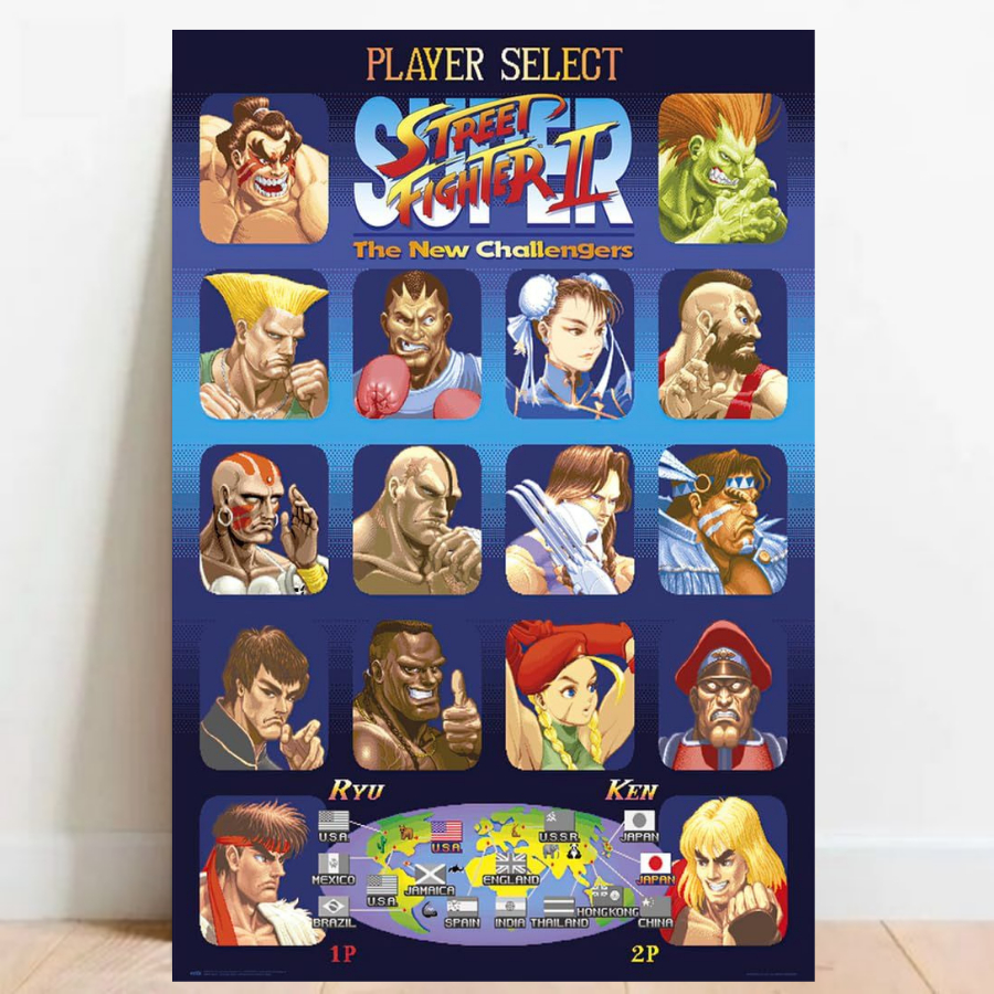 Quadro Placa decorativa Geek Gamer Street Fighter video games Arte Poster A2 019