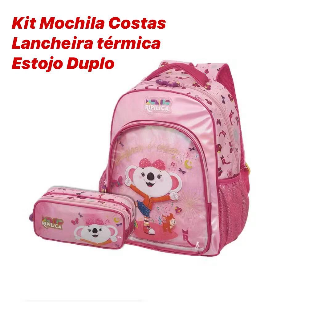 KIT MOCHILA DE COSTAS LILICA RIPILICA COM LANCHEIRA TÉRMICA - ESTOJO DUPLO PACIFIC