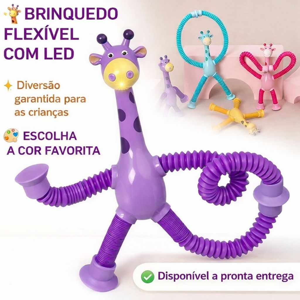 1 | 2 | 4 | Unid Girafas Brinquedo Infantil Diversão Crianças Com Luz Led Ventosa Pop Tubo Estica Gruda Flexível Melmanl