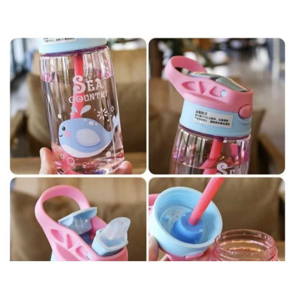 Garrafa Squeeze Infantil Com Canudo Flip 450 e 480ml – Escola e Passeio – Antivazamento – Desenhos Divertidos