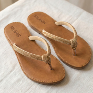 Sandália Rasteirinha Feminina Strass Rosé Brilhante - Conforto para Festas/Dia a Dia em Oferta na Shopee