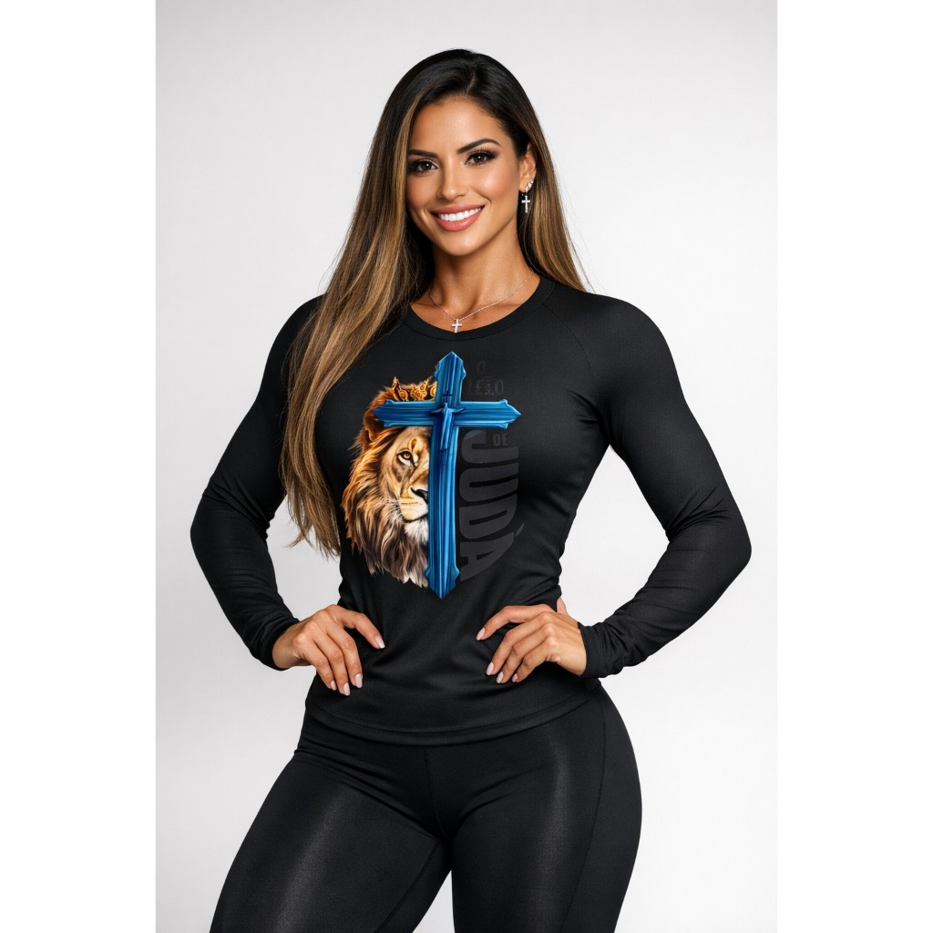 Camiseta Térmica Cristã Feminina Manga Longa, Tecido Térmico com Proteção UV Ideal para Frio Intenso