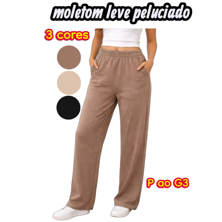 Calça Pantalona Moletom Básica Feminina Estilosa Frio Inverno Dia a Dia Estilosa em Oferta na Shopee