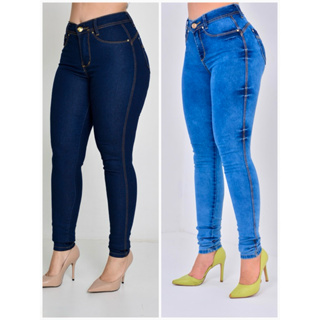 kit com 2 calças feminina com lycra cós alto em Oferta na Shopee