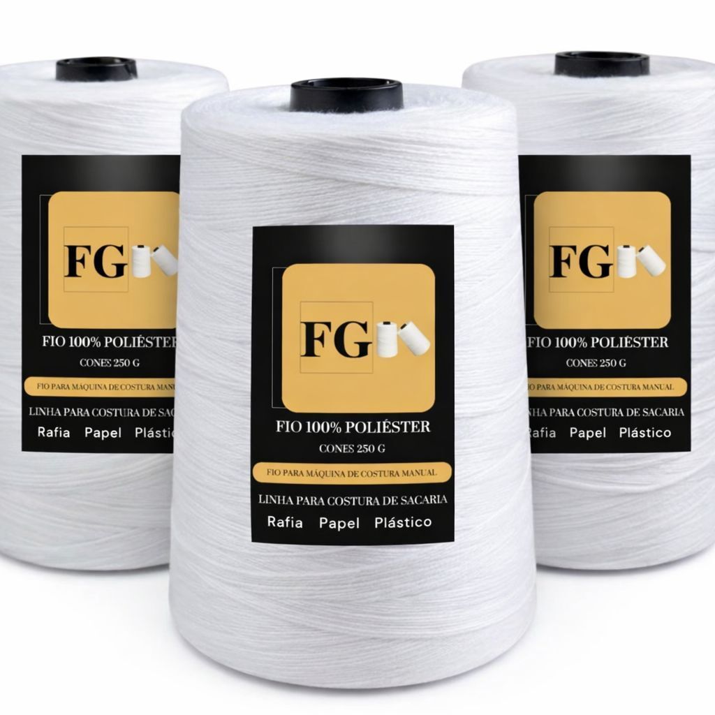 Fio Resistente Para Costura Embalagens Delivery Ifood 5 Unidades Máquina Manual Cone 250g 1250m