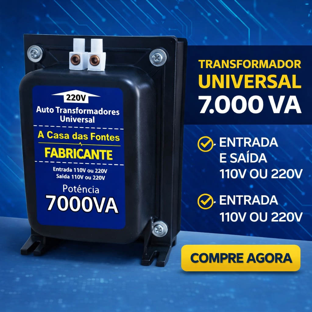 Transformador 7000 va - 127/220 OU 220/127 - ar condicionado até 12.000 btus - Conector Sindal em Oferta na Shopee