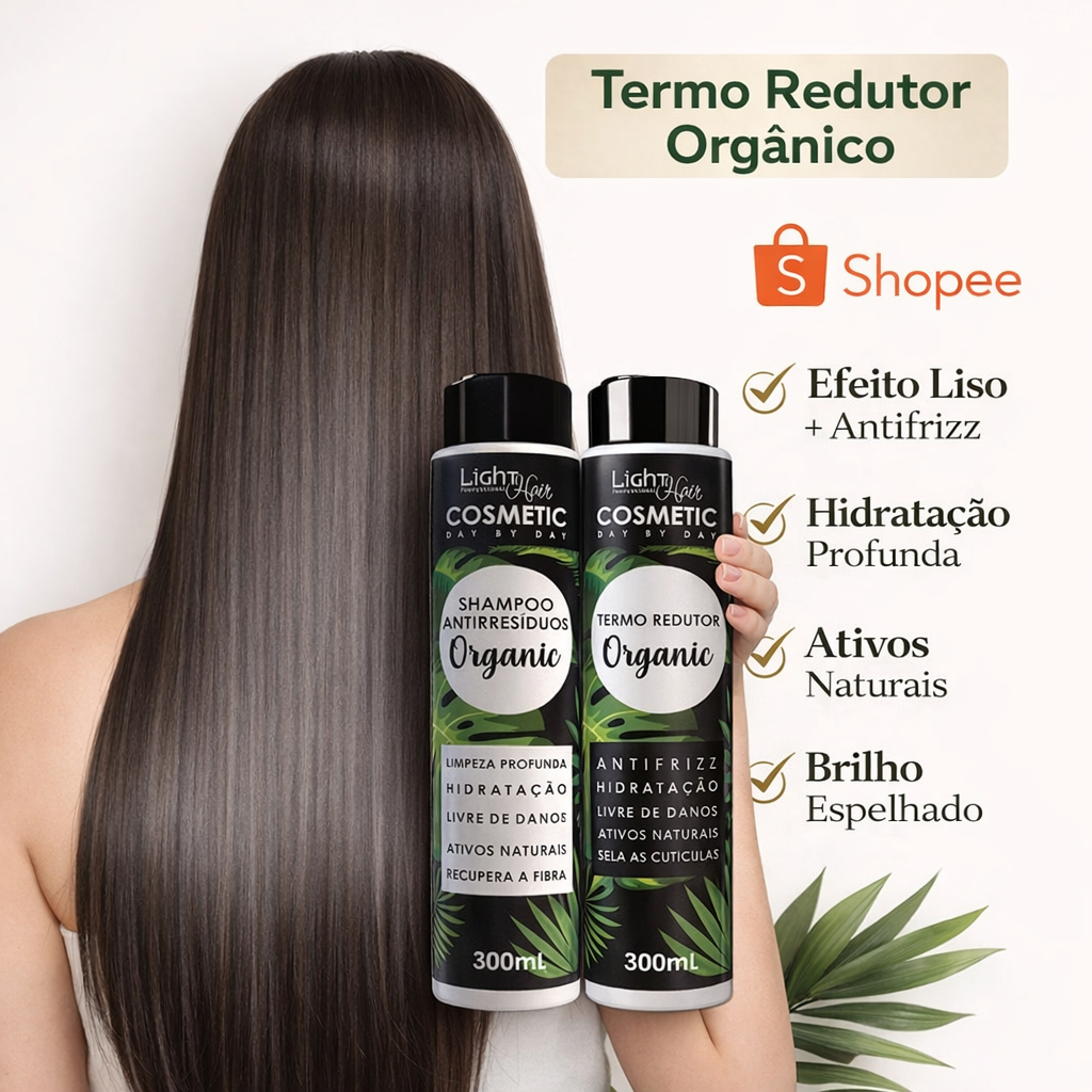 KIT TERMO REDUTOR ORGANIC SELAGEM - 300ML SHAMPOO + REDUTOR - LIGHT HAIR
