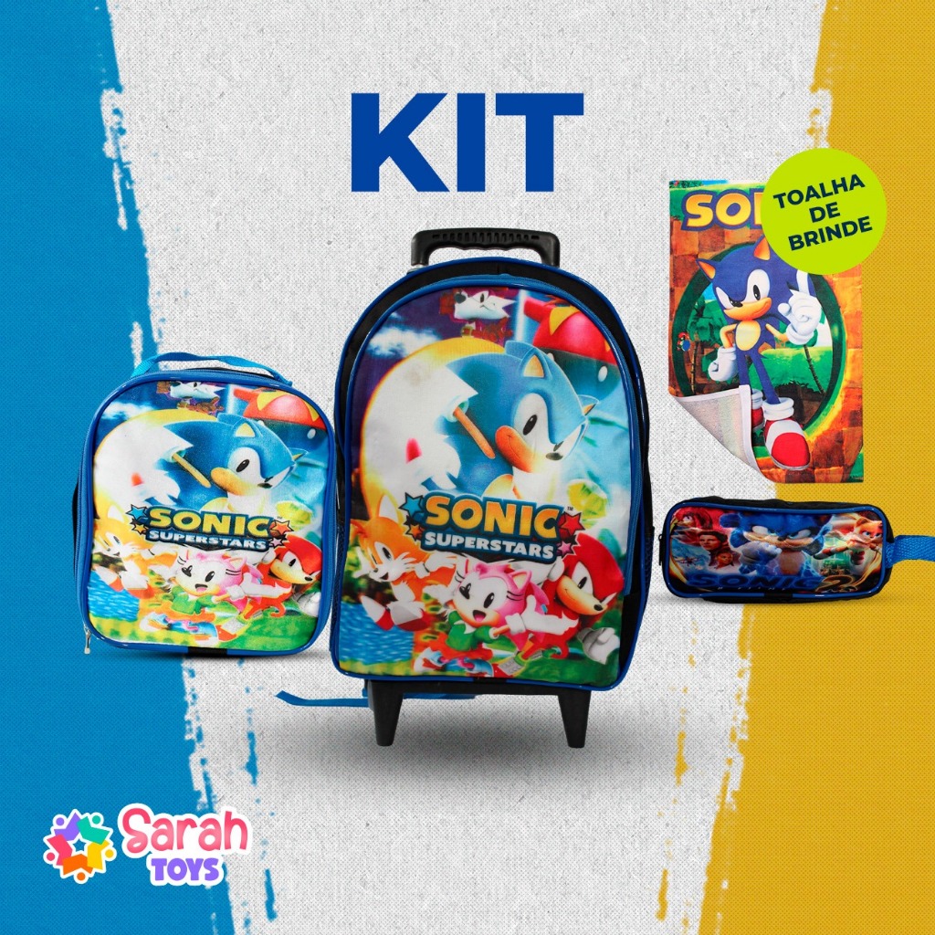 MOCHILA ESCOLAR DE RODINHA PRA MENINOS+ESTOJO+LANCHEIRA  E DE BRINDE UMA LINDA GARRAFINHA DE AGUA 500 ML.