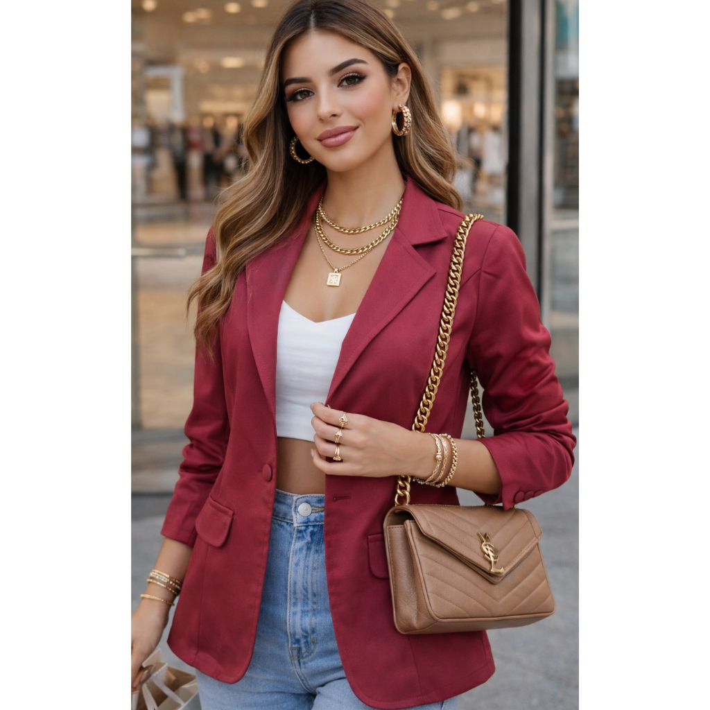 Blazer Social Feminino Adulto | Blazer Elegante | Blazer do tamanho P ao GG | Blazer Alfaiataria | BLazer para Trabalho — imagem 2 de 2